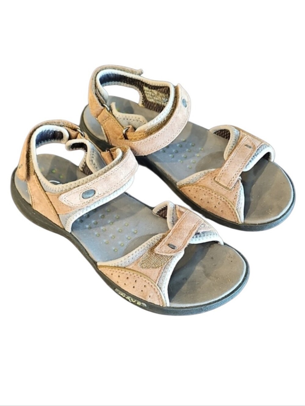 Clarks Wave Brown/gray Suede Adjustable Sandals, Size 7.5